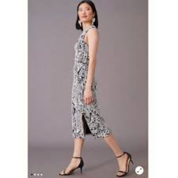 Anthropologie Jacquard Cut Out Black and White MIDI Dress - Picture 2 of 10